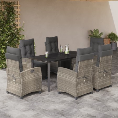 Set comedor jardín 7 pzas y cojines ratán sintético gris claro de , Conjuntos de jardín - Ref: Foro24-3213041, Precio: 990,18...