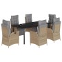 Set comedor de jardín 7 pzas con cojines ratán sintético beige | Foro24.es | Tu tienda online para hogar, jardín y más Foro24.es