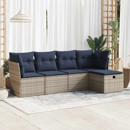Juego de sofás jardín con cojines 5 pzas ratán sintético gris | Foro24.es | Tu tienda online para hogar, jardín y más Foro24.es