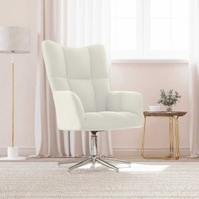 Sillón de relax de terciopelo blanco crema en Sillones | Comprar online en Foru.es
