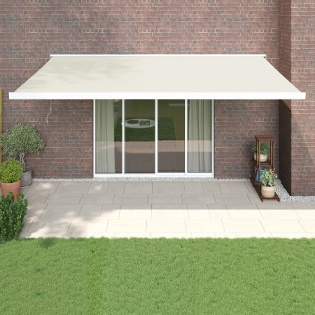 Toldo retráctil aluminio y tela color crema 5x3 m de , Toldos - Ref: Foro24-3154530, Precio: 660,54 €, Descuento: -5%%