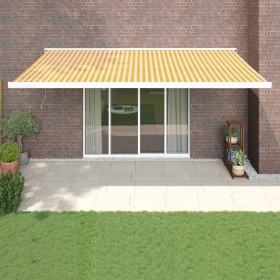 Toldo retráctil aluminio y tela amarillo y blanco 5x3 m de , Toldos - Ref: Foro24-3154585, Precio: 731,09 €, Descuento: %