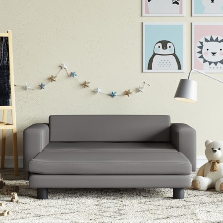 Sofá para niños con reposapiés cuero sintético gris 100x50x30cm de , Mobiliario para bebés y niños pequeños - Ref: Foro24-319...