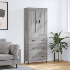 Aparador alto madera contrachapada gris sonoma 69,5x34x180 cm de , Aparadores - Ref: Foro24-3199767, Precio: 168,92 €, Descue...