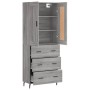 Aparador alto madera contrachapada gris sonoma 69,5x34x180 cm de , Aparadores - Ref: Foro24-3199767, Precio: 168,92 €, Descue...
