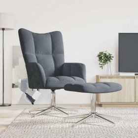 Sillón de relax con taburete terciopelo gris oscuro en Sillones | Comprar online en Foru.es