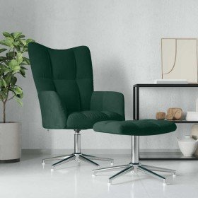 Sillón de relax con taburete terciopelo verde oscuro en Sillones | Comprar online en Foru.es