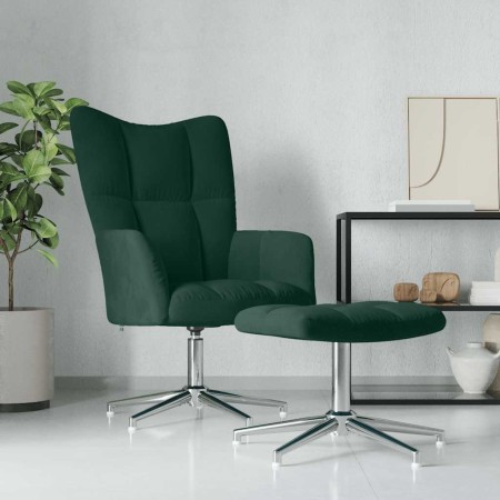 Sillón de relax con taburete terciopelo verde oscuro en Sillones | Comprar online en Foru.es