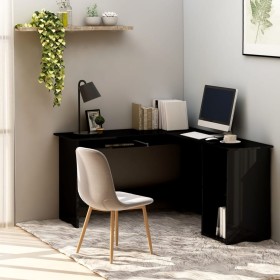 Escritorio forma de L contrachapada negro brillo 120x140x75 cm de , Escritorios - Ref: Foro24-800754, Precio: 182,33 €, Descu...