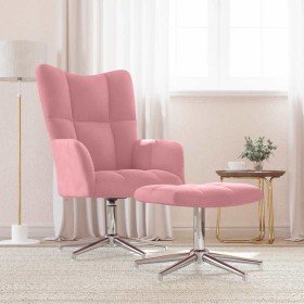 Sillón de relax con taburete terciopelo rosa en Sillones | Comprar online en Foru.es