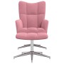 Sillón de relax con taburete terciopelo rosa en Sillones | Comprar online en Foru.es