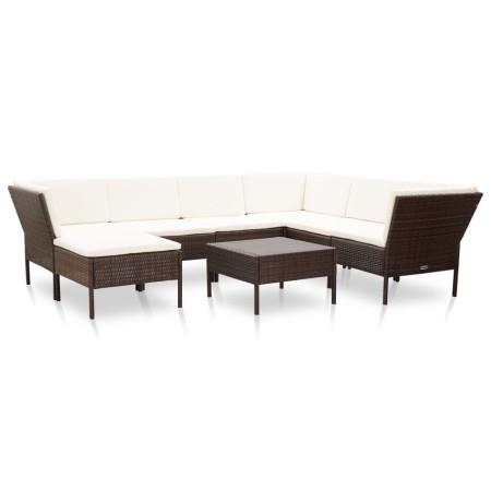 Set muebles de jardín 8 piezas y cojines ratán sintético marrón | Foro24.es | Tu tienda online para hogar, jardín y más Foro24.es