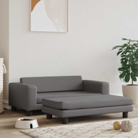 Cama de perros con extensión cuero sintético gris 100x50x30 cm de , Camas para perros - Ref: Foro24-172029, Precio: 139,28 €,...