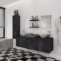Conjunto de muebles de baño con lavabo y grifo 11 piezas negro de , Muebles de baño - Ref: Foro24-273687, Precio: 459,69 €, D...