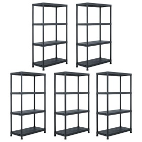 Estantería de plástico 5 unidades 60x30x138 cm negro de , Estanterías industriales - Ref: Foro24-276252, Precio: 164,41 €, De...