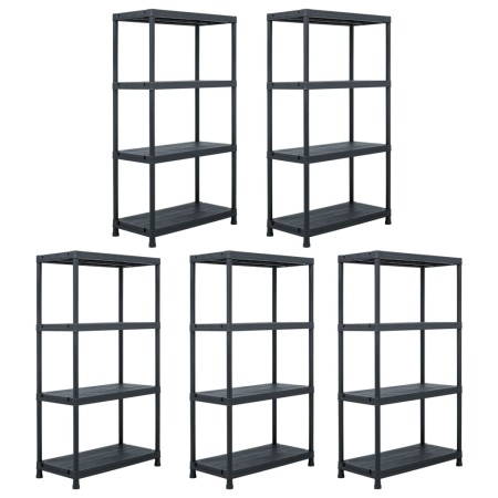 Estantería de plástico 5 unidades 60x30x138 cm negro de , Estanterías industriales - Ref: Foro24-276252, Precio: 164,41 €, De...