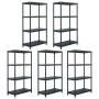Estantería de plástico 5 unidades 60x30x138 cm negro de , Estanterías industriales - Ref: Foro24-276252, Precio: 164,41 €, De...