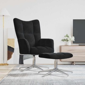 Sillón de relax con taburete terciopelo negro en Sillones | Comprar online en Foru.es