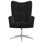 Sillón de relax con taburete terciopelo negro en Sillones | Comprar online en Foru.es