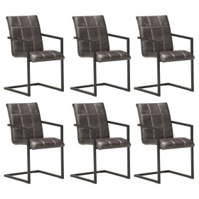 Sillas de comedor voladizas 6 uds cuero auténtico gris de , Sillas de comedor - Ref: Foro24-3059814, Precio: 875,39 €, Descue...