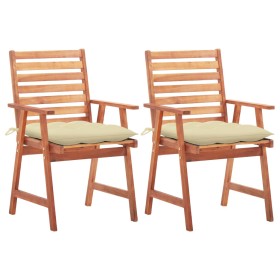 Sillas comedor de jardín 2 uds madera maciza acacia y cojines de , Sillas de jardín - Ref: Foro24-3064337, Precio: 166,41 €, ...