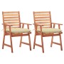 Sillas comedor de jardín 2 uds madera maciza acacia y cojines de , Sillas de jardín - Ref: Foro24-3064337, Precio: 166,41 €, ...