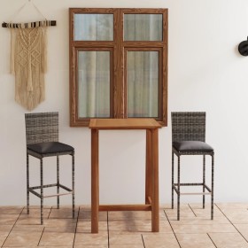 Conjunto de bar para jardín 3 piezas con cojines gris de , Conjuntos de jardín - Ref: Foro24-3067975, Precio: 326,97 €, Descu...