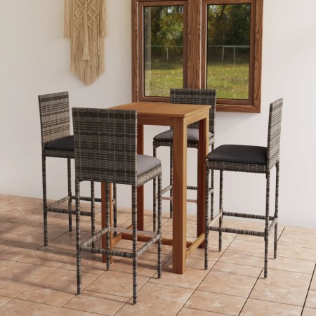 Conjunto de bar para jardín 5 piezas con cojines gris | Foro24.es | Tu tienda online para hogar, jardín y más Foro24.es