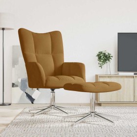 Sillón de relax con taburete terciopelo marrón en Sillones | Comprar online en Foru.es