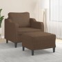 Sillón con taburete tela marrón 60 cm de , Sofás - Ref: Foro24-3201130, Precio: 215,08 €, Descuento: -5%%