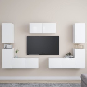 Set de muebles de salón TV 7 piezas madera de ingeniería blanco de , Muebles TV - Ref: Foro24-3078672, Precio: 260,38 €, Desc...