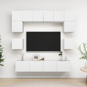 Set de muebles de salón TV 8 piezas madera de ingeniería blanco de , Muebles TV - Ref: Foro24-3078691, Precio: 270,74 €, Desc...