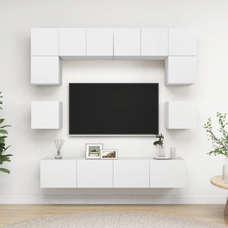 Set de muebles de salón TV 8 piezas madera de ingeniería blanco de , Muebles TV - Ref: Foro24-3078691, Precio: 270,74 €, Desc...