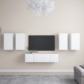 Set de muebles de salón TV 6 piezas madera de ingeniería blanco de , Muebles TV - Ref: Foro24-3078679, Precio: 202,76 €, Desc...