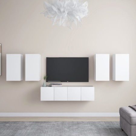 Set de muebles de salón TV 6 piezas madera de ingeniería blanco de , Muebles TV - Ref: Foro24-3078679, Precio: 202,76 €, Desc...