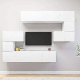 Set de mueble para TV de 8 piezas madera de ingeniería blanco de , Muebles TV - Ref: Foro24-3078723, Precio: 288,96 €, Descue...