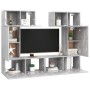 Set muebles de salón TV 6 pzas madera ingeniería gris hormigón de , Muebles TV - Ref: Foro24-3079118, Precio: 194,75 €, Descu...