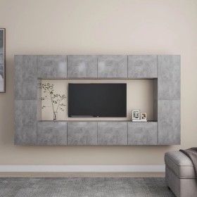 Set de muebles de salón 8 pzas madera ingeniería gris hormigón de , Muebles TV - Ref: Foro24-3079089, Precio: 266,44 €, Descu...