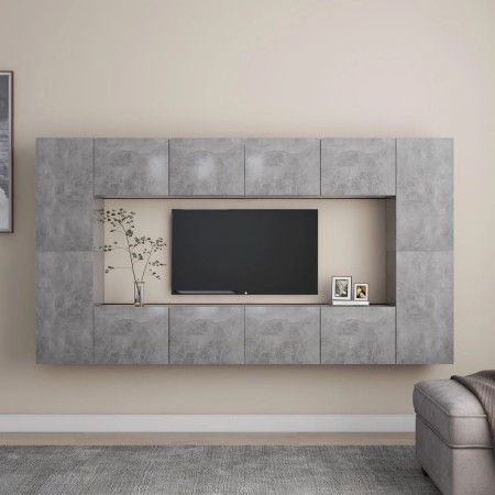Set de muebles de salón 8 pzas madera ingeniería gris hormigón de , Muebles TV - Ref: Foro24-3079089, Precio: 266,44 €, Descu...