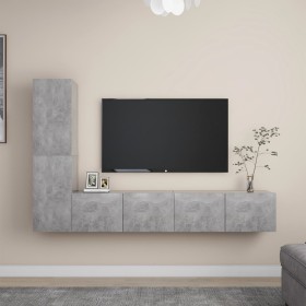 Set muebles de salón TV 4 pzas madera ingeniería gris hormigón de , Muebles TV - Ref: Foro24-3079094, Precio: 134,85 €, Descu...
