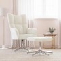 Sillón de relax con taburete terciopelo blanco crema en Sillones | Comprar online en Foru.es