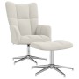 Sillón de relax con taburete terciopelo blanco crema en Sillones | Comprar online en Foru.es