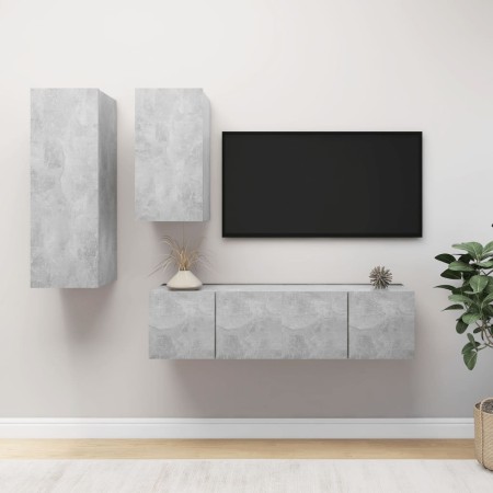 Set muebles de salón TV 4 pzas madera ingeniería gris hormigón de , Muebles TV - Ref: Foro24-3079151, Precio: 134,49 €, Descu...