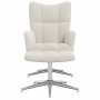 Sillón de relax con taburete terciopelo blanco crema en Sillones | Comprar online en Foru.es