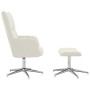Sillón de relax con taburete terciopelo blanco crema en Sillones | Comprar online en Foru.es