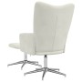 Sillón de relax con taburete terciopelo blanco crema en Sillones | Comprar online en Foru.es