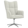 Sillón de relax con taburete terciopelo blanco crema en Sillones | Comprar online en Foru.es