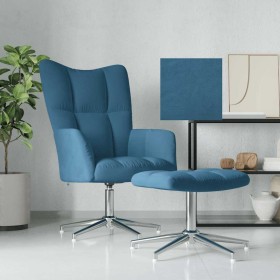 Sillón de relax con taburete terciopelo azul en Sillones | Comprar online en Foru.es