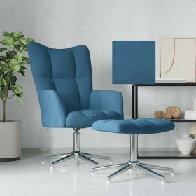 Sillón de relax con taburete terciopelo azul en Sillones | Comprar online en Foru.es