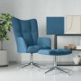 Sillón de relax con taburete terciopelo azul en Sillones | Comprar online en Foru.es